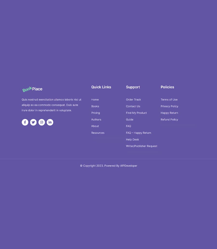 BookPlace Footer Section For Gutenberg thumbnail