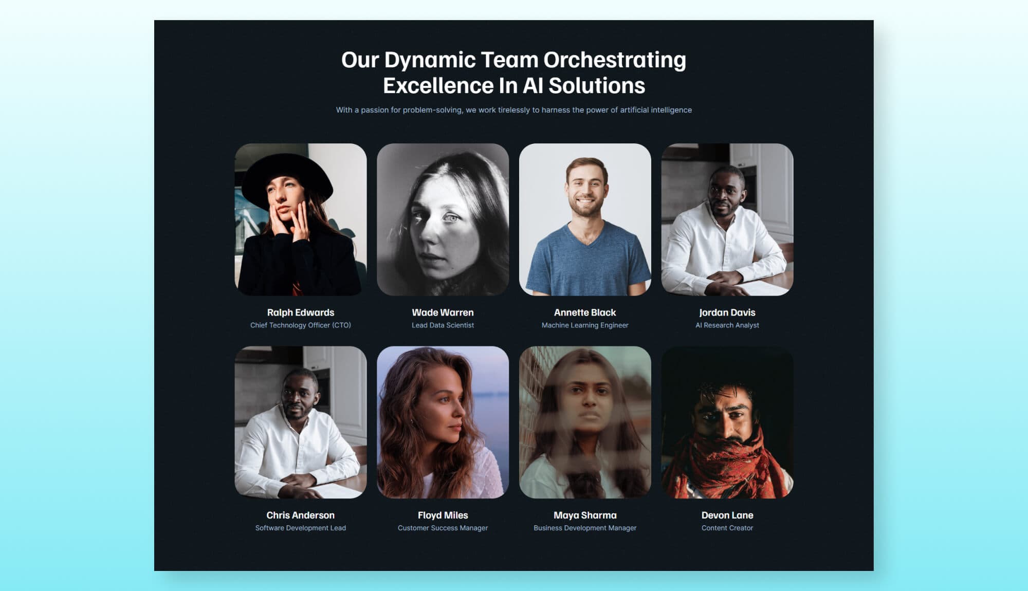 BrainScript AI Team Section for Gutenberg By Templately