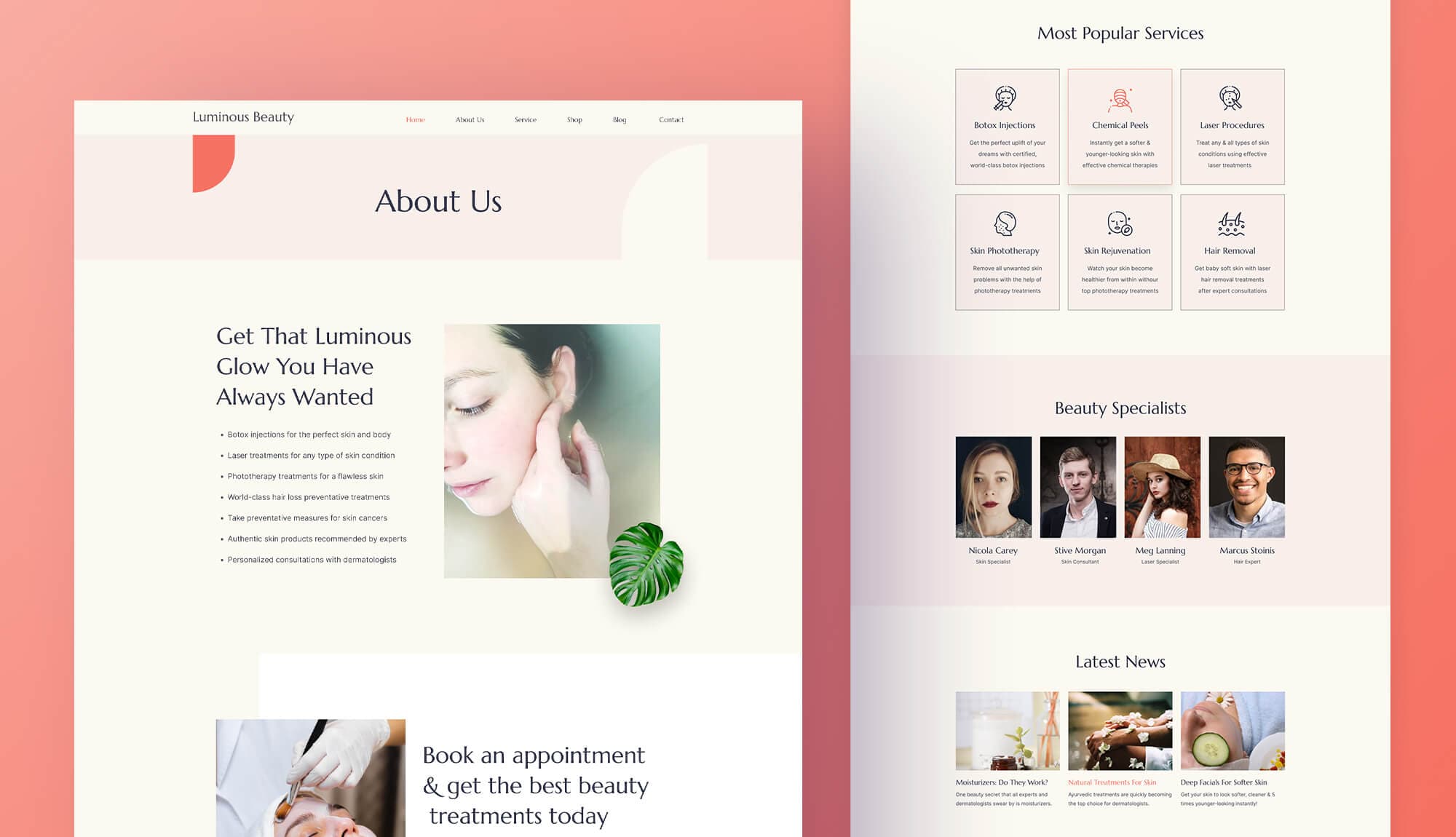 Luminous Beauty About Page Banner