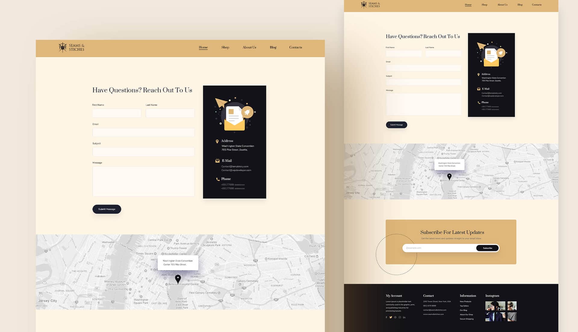 Seam & Stitches Contact Page By Templately