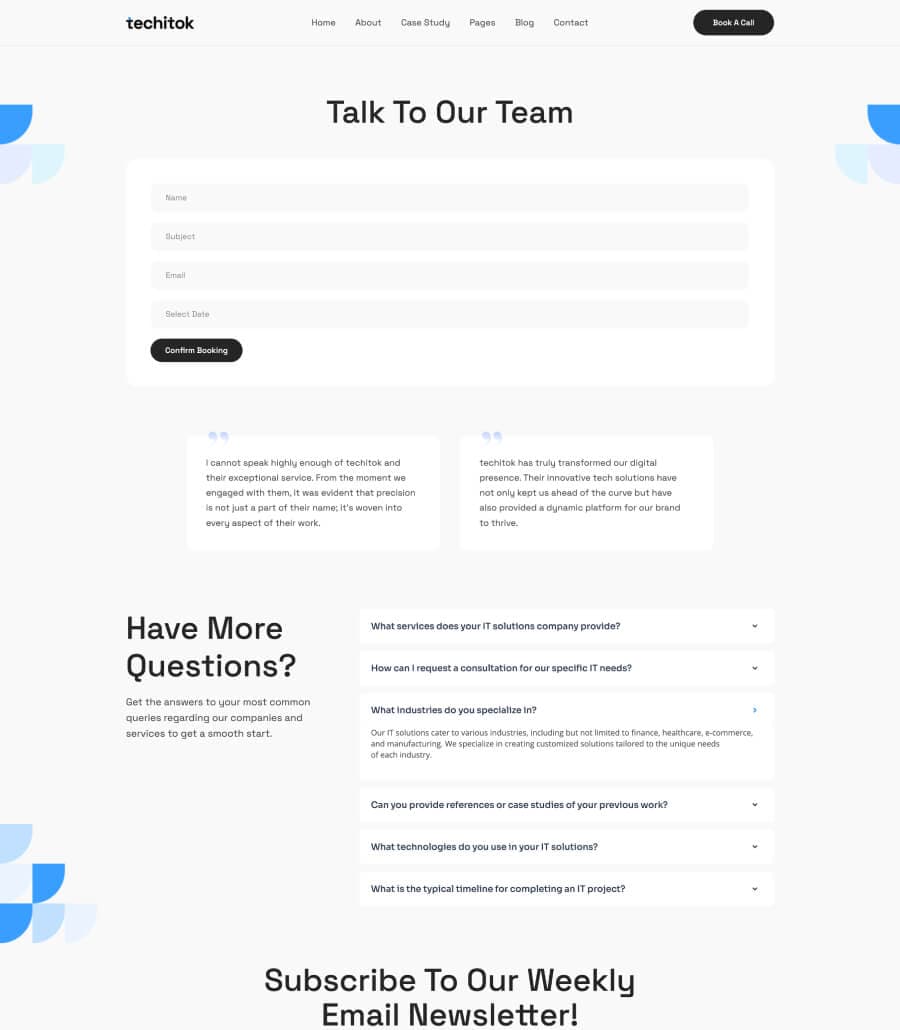 techitok Book A Call Page thumbnail