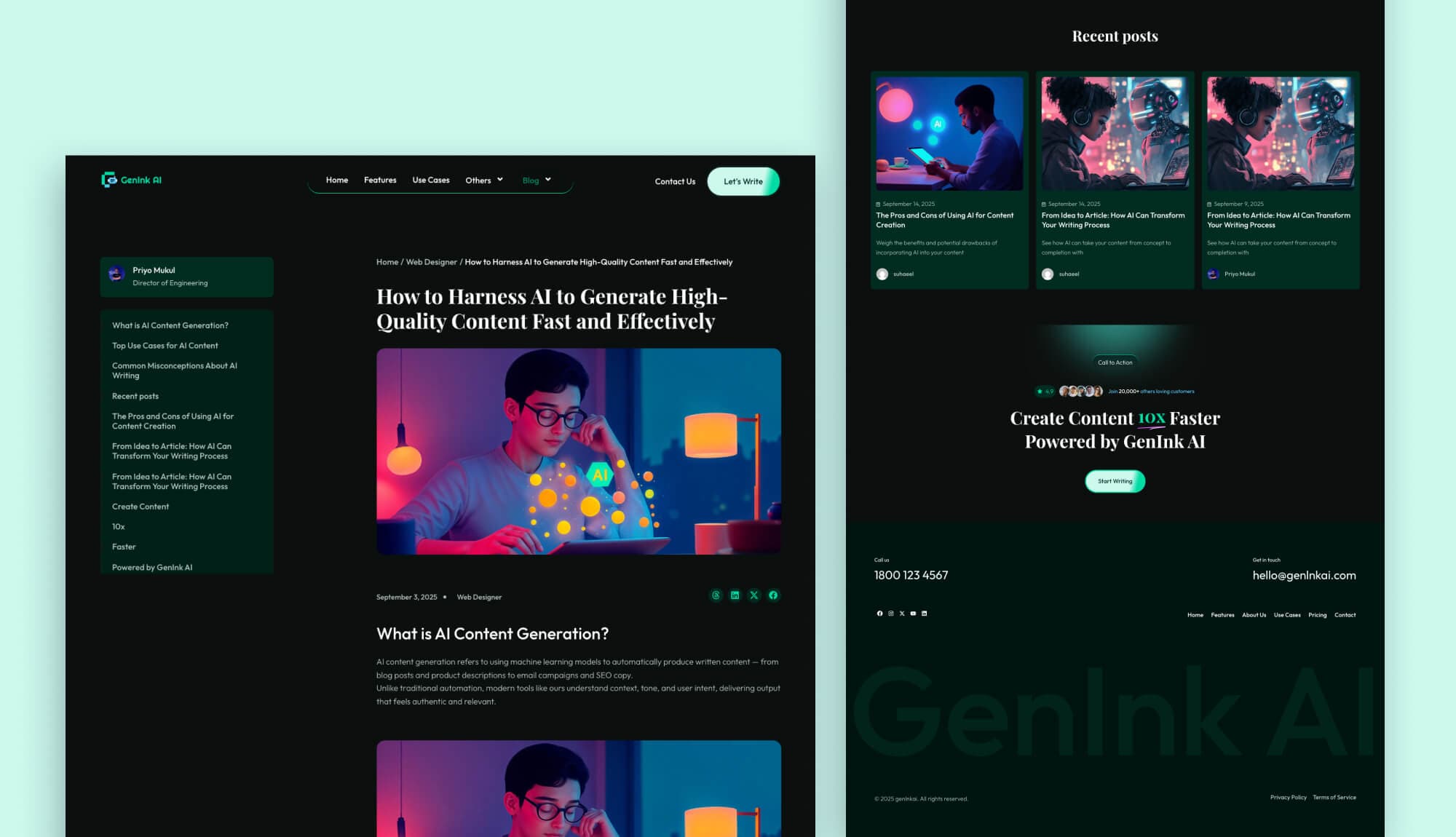 GenInk AI Blog Details Page By Templately