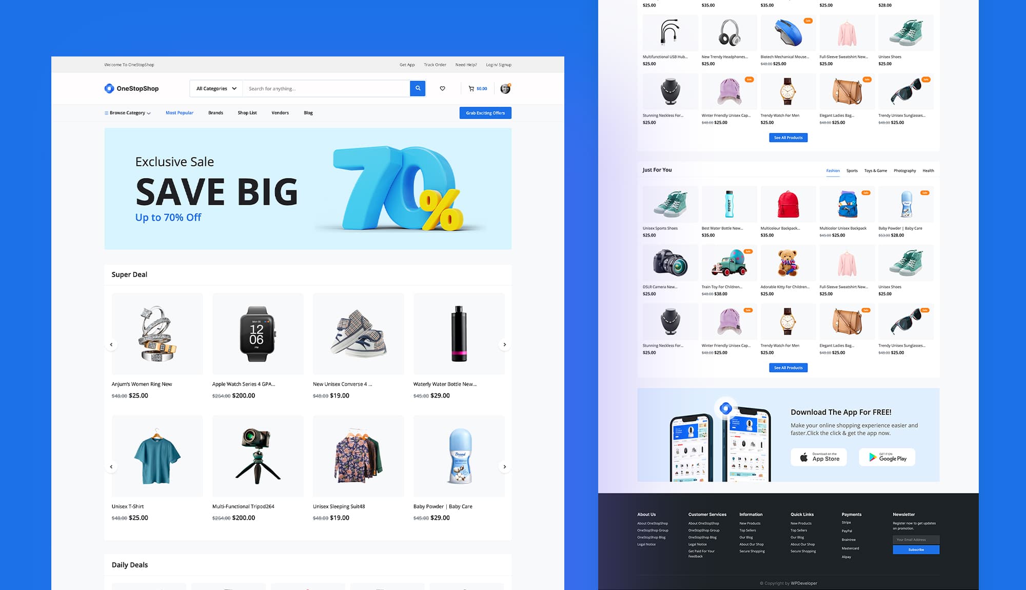 OneStopShop Deals Page For Gutenberg Banner