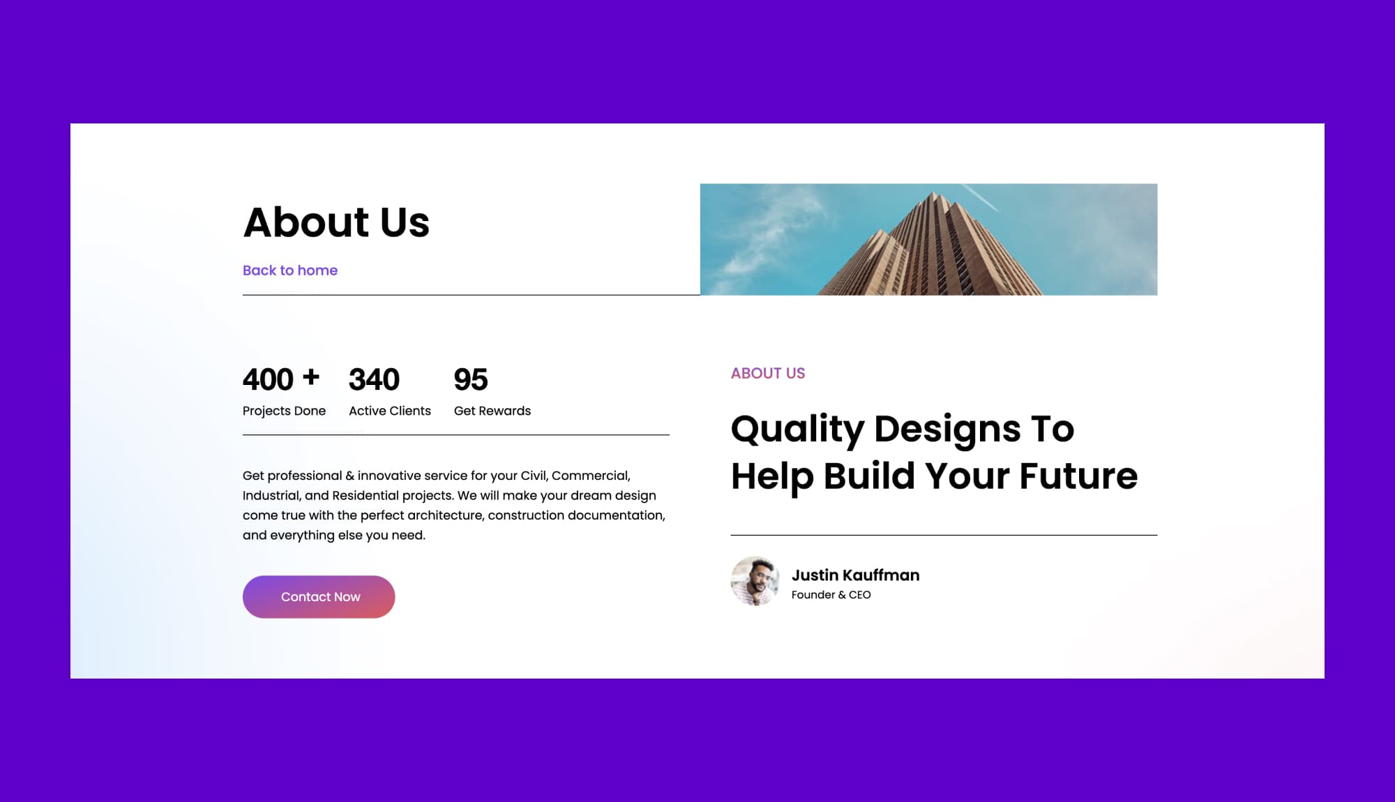 Nirman Info Section By Templately