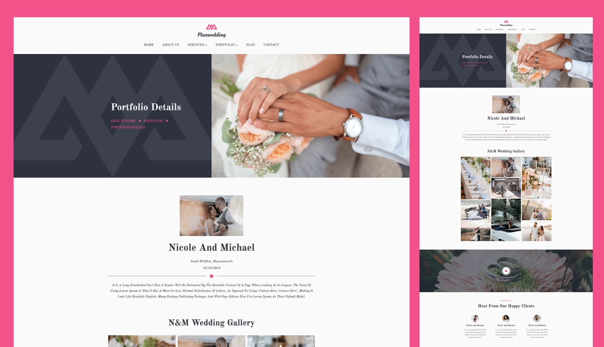 Planwedding Portfolio Details Page For Gutenberg Banner