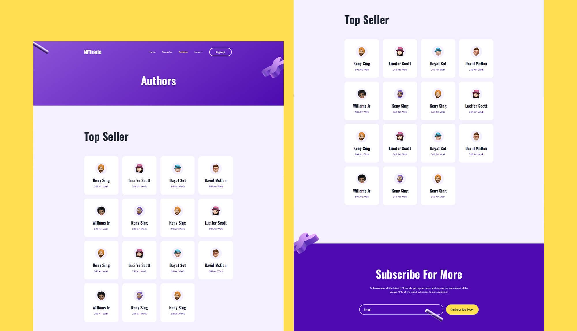 NFTrade Authors Page By Templately