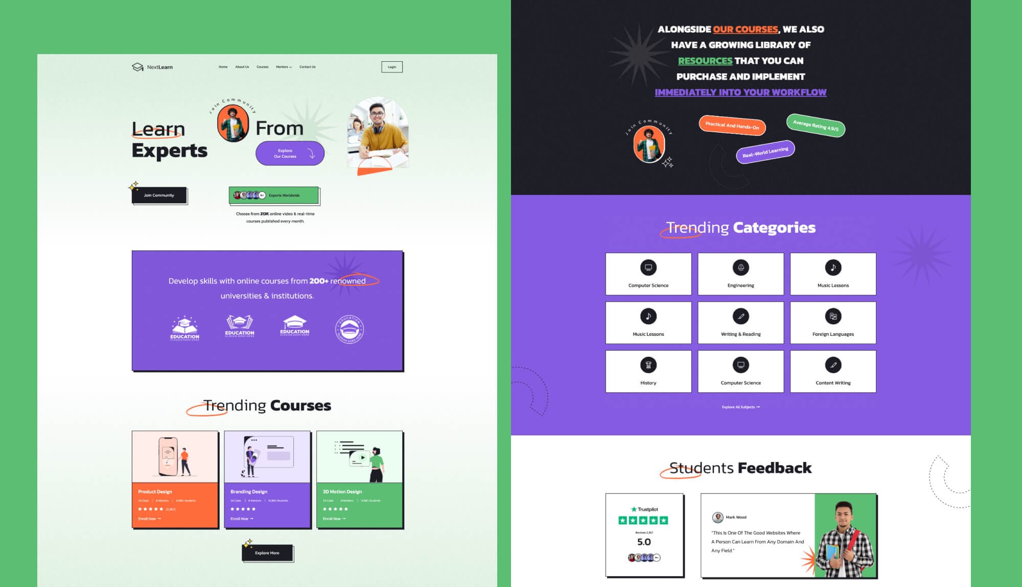 NextLearn Home Page For Gutenberg Banner