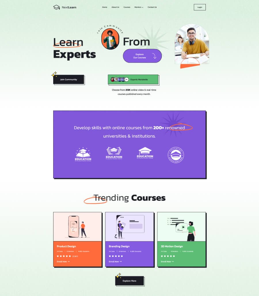 NextLearn Home Page For Gutenberg thumbnail