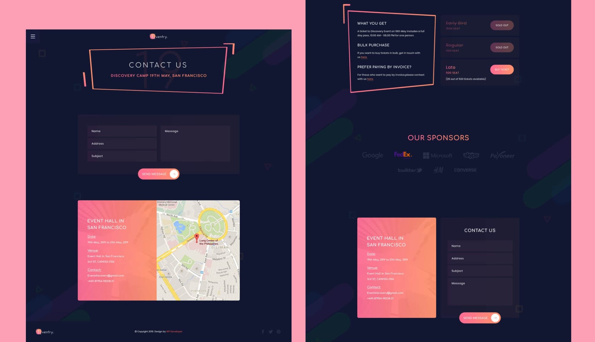 EventGree Event Template Contact Banner