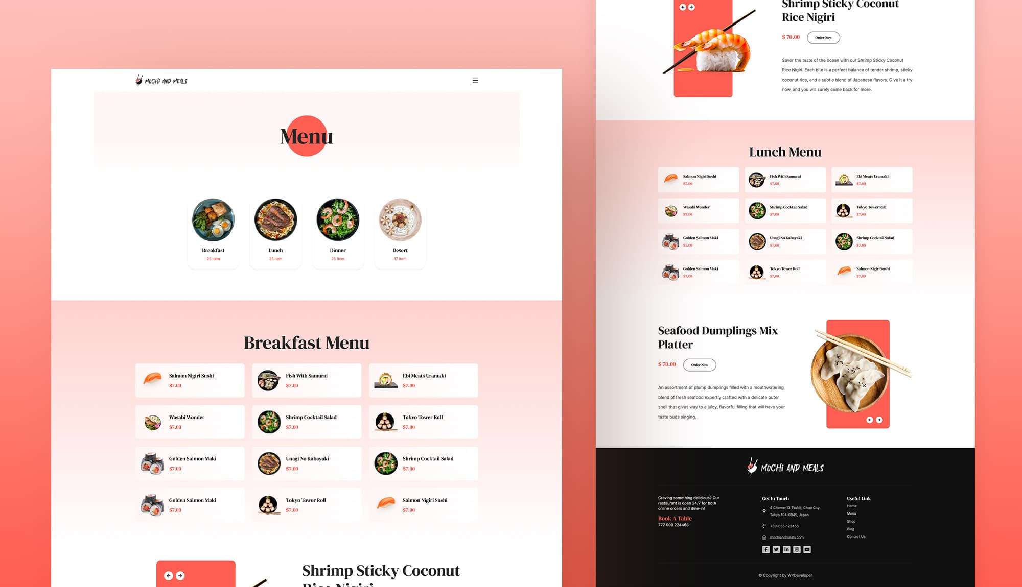 Mochi And Meals Menu Page For Gutenberg Banner