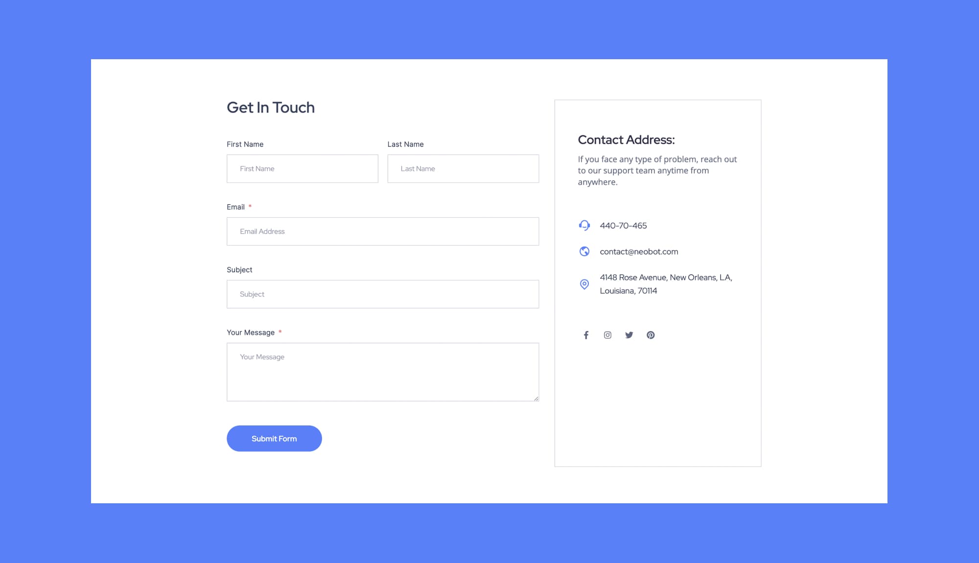 NeoBot Contact Section Banner