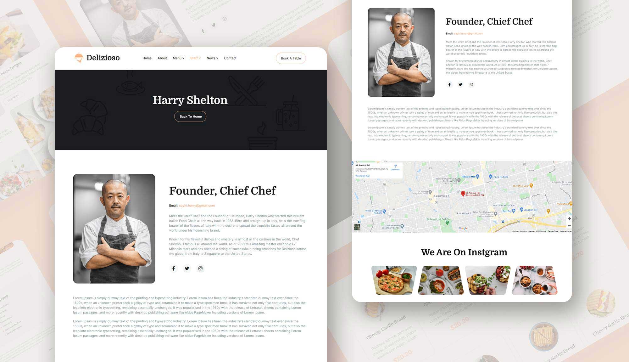 Delizioso Staff Details Page Banner