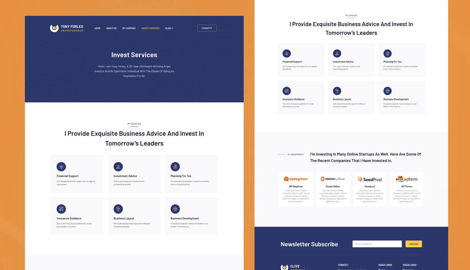 Tony Forleo Invest Services Page By Templately