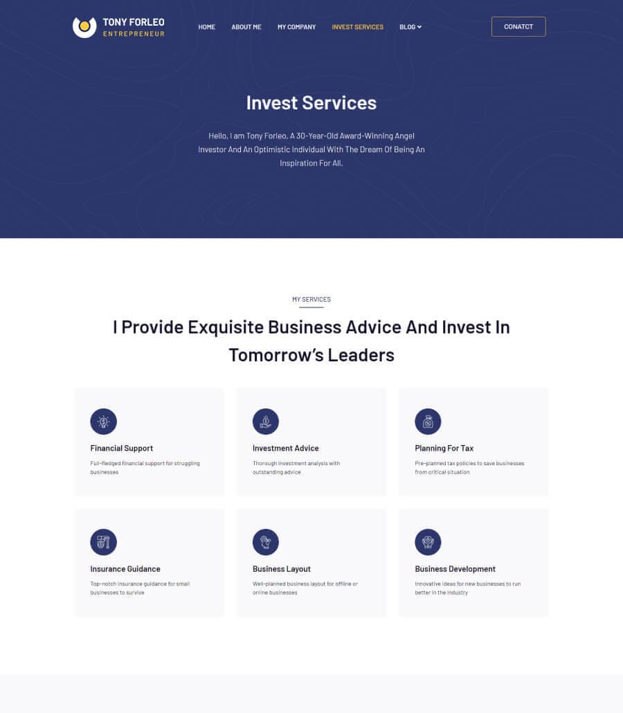 Tony Forleo Invest Services Page thumbnail