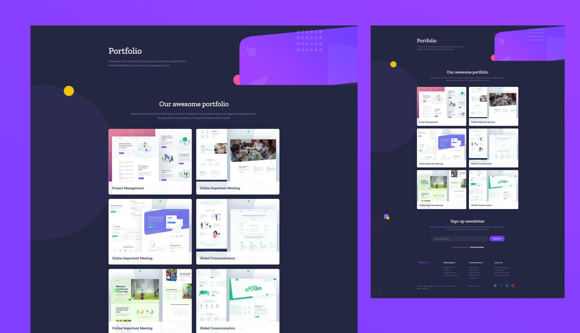 Unigency Portfolio Page Dark For Gutenberg By Templately