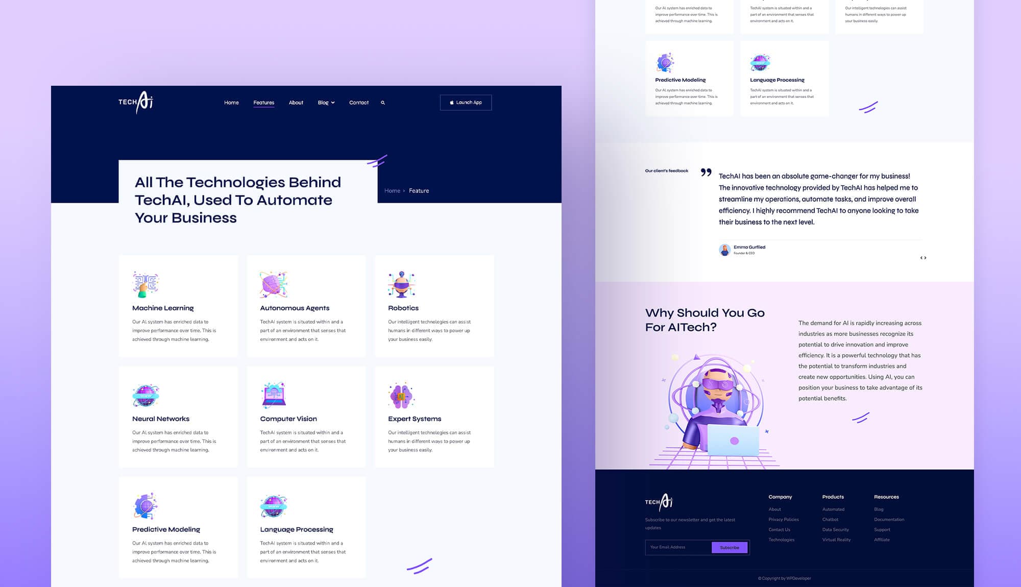 TechAI Features Page For Gutenberg Banner