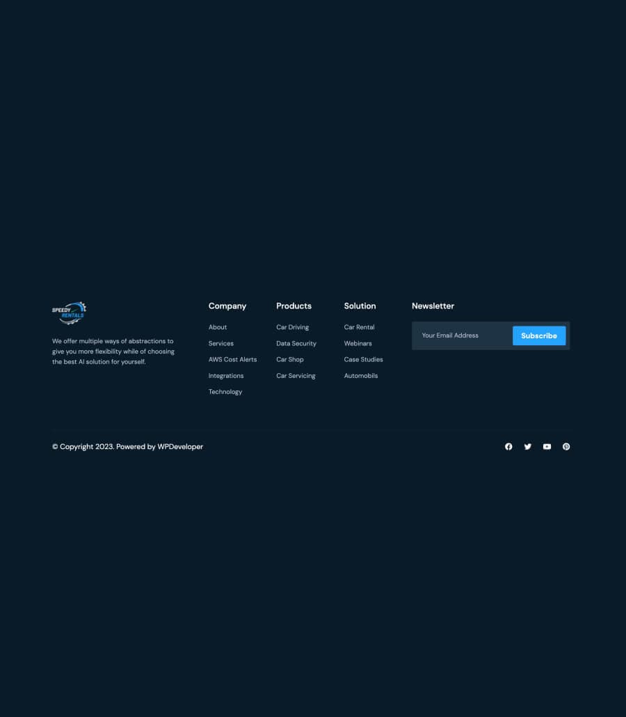 Speedy Rentals Footer By Templately