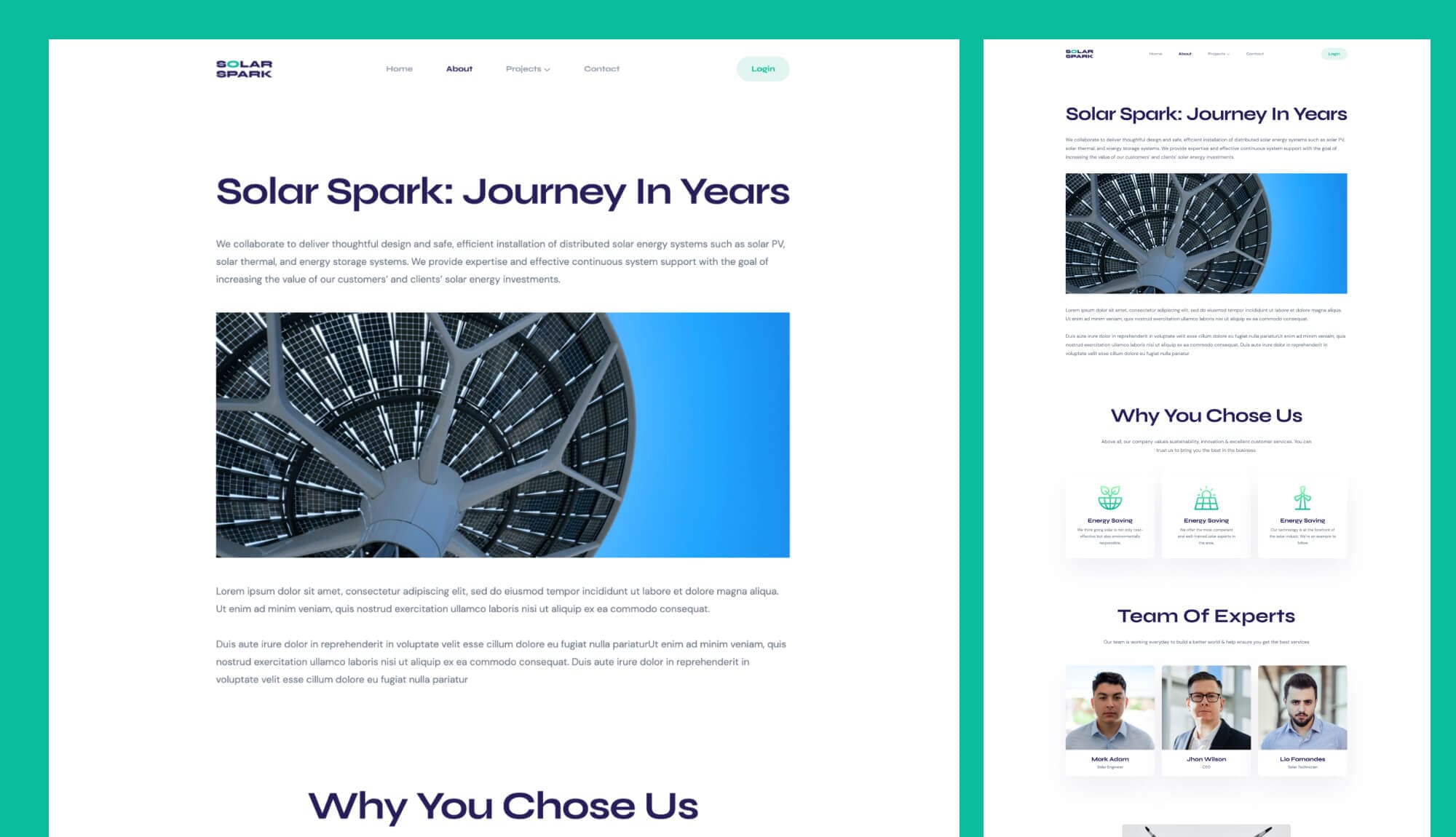 Solar Spark About Page For Gutenberg By Templately