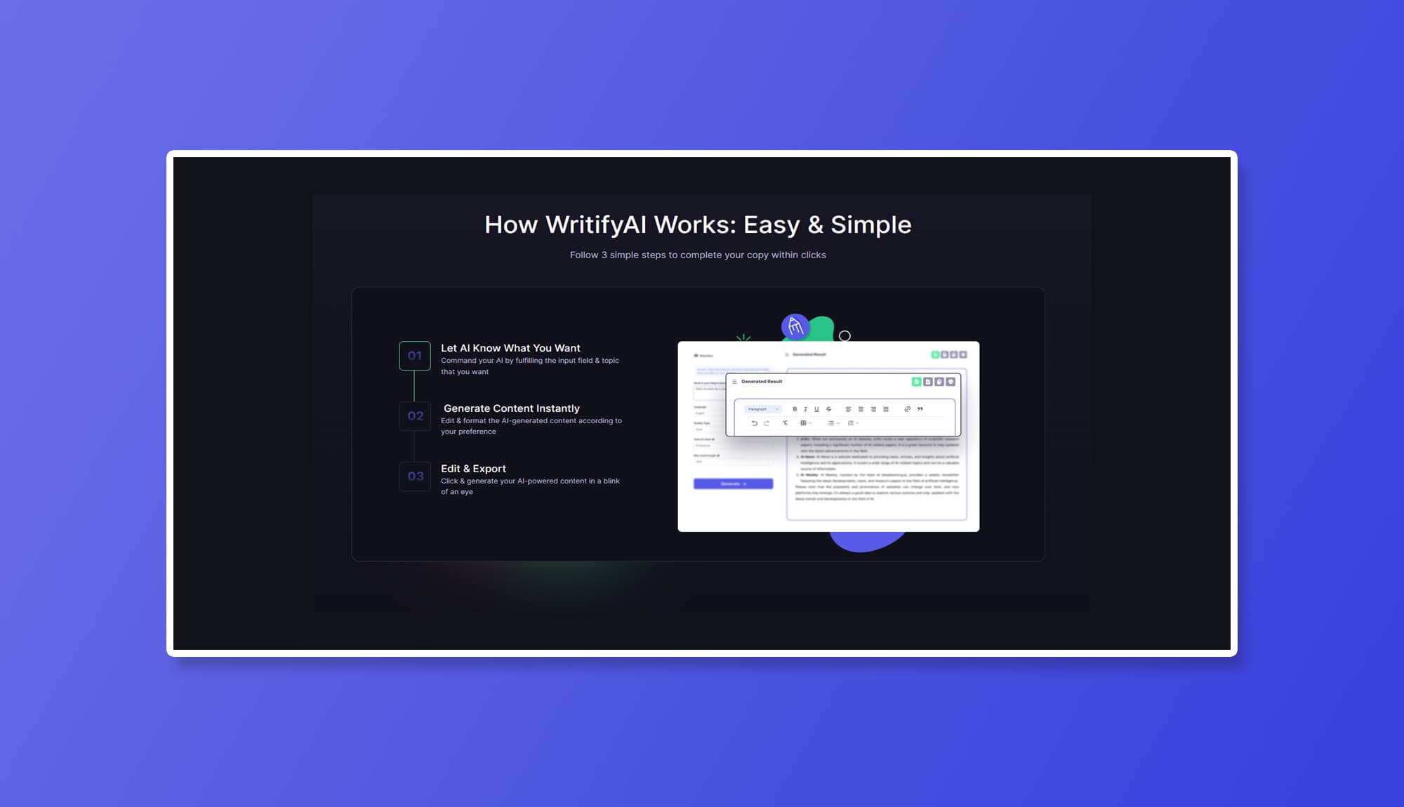 WritifyAi How it Works Tab Section Banner