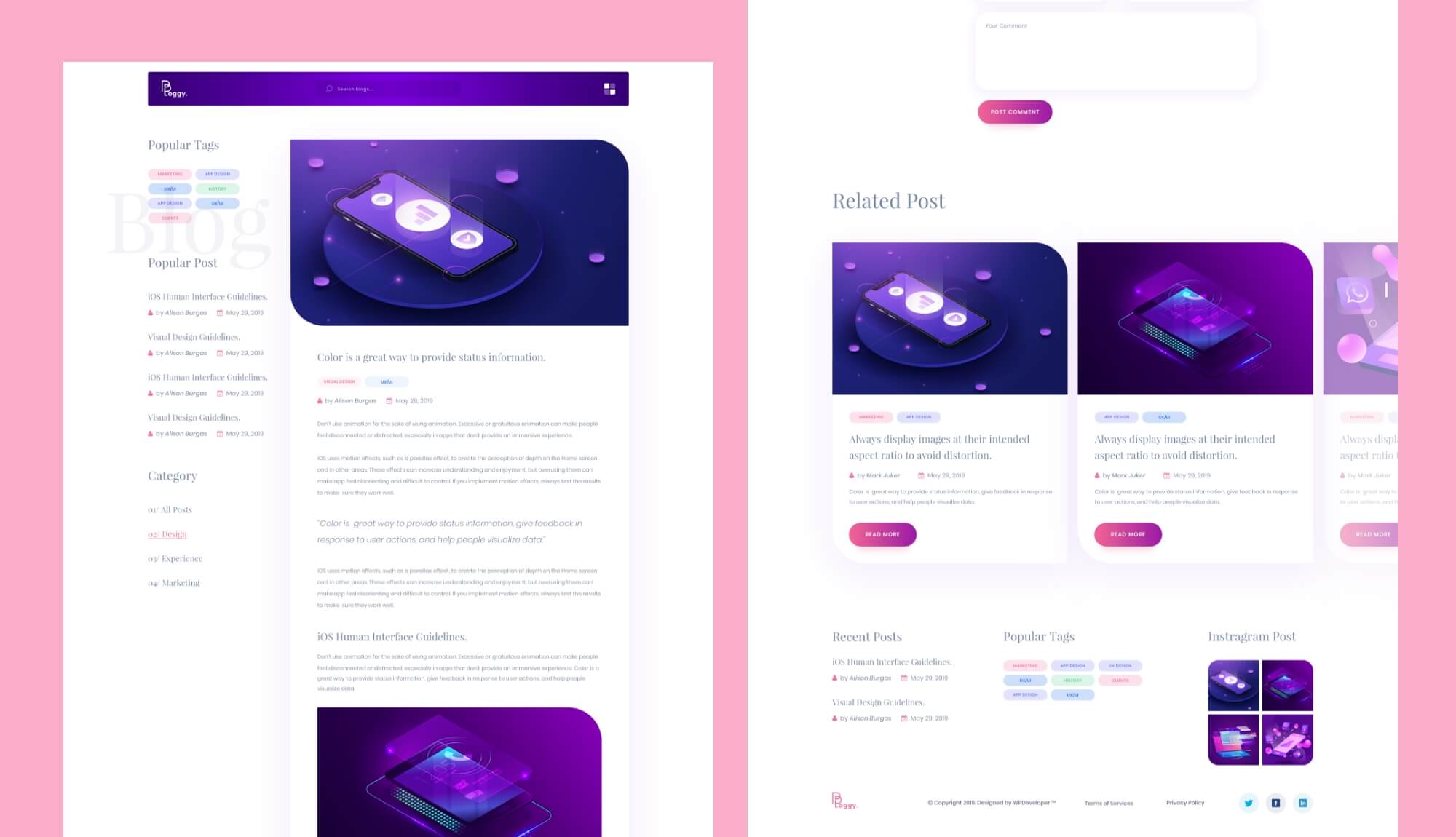 BlogDrip Colorful Blog Template Single Post Banner