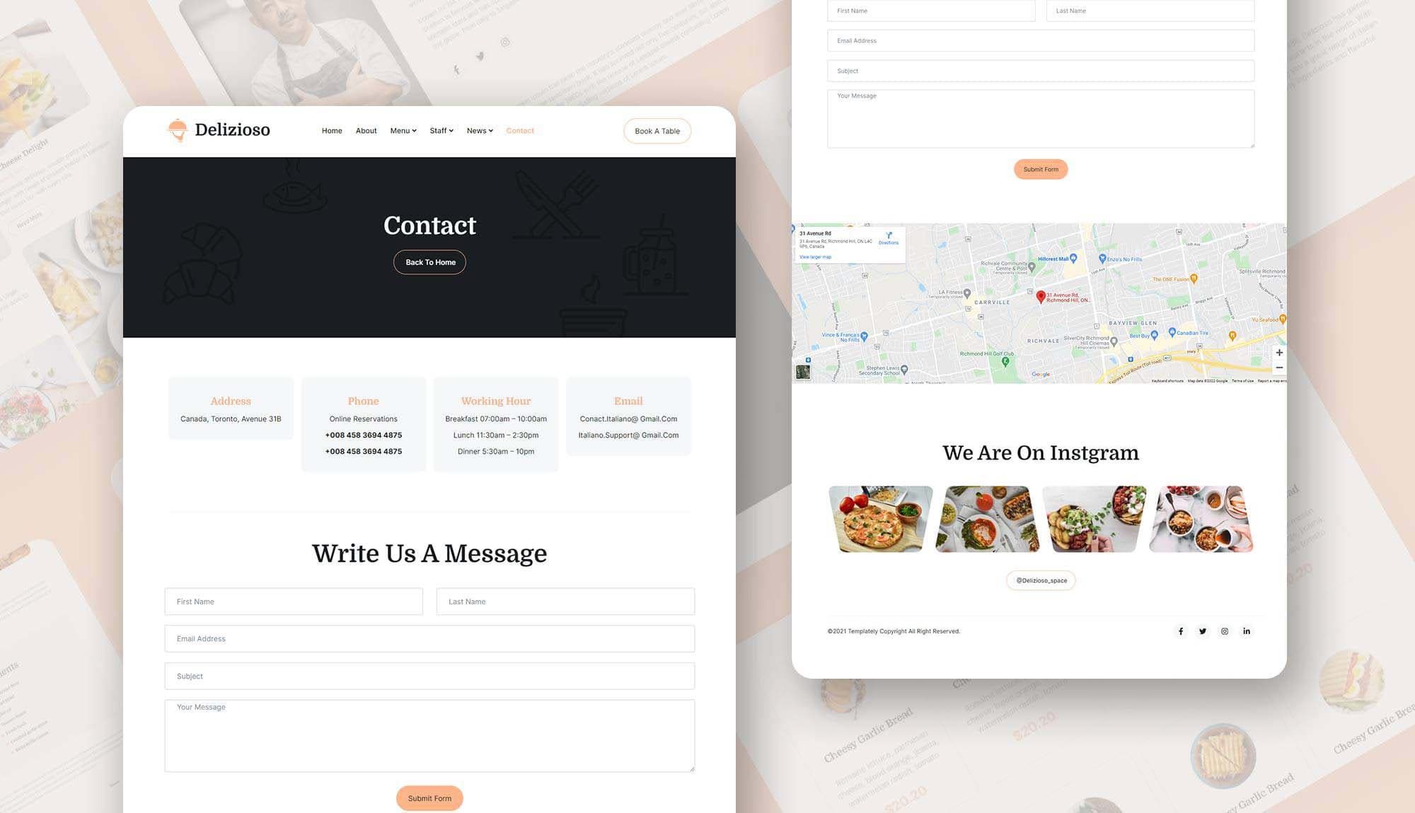 Delizioso Contact Page Banner