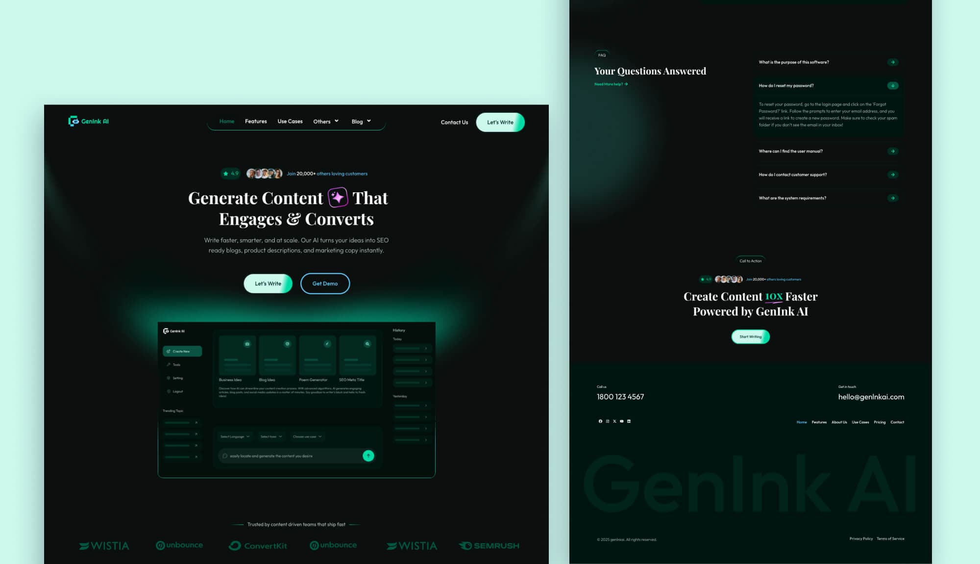 GenInk AI Home Page By Templately