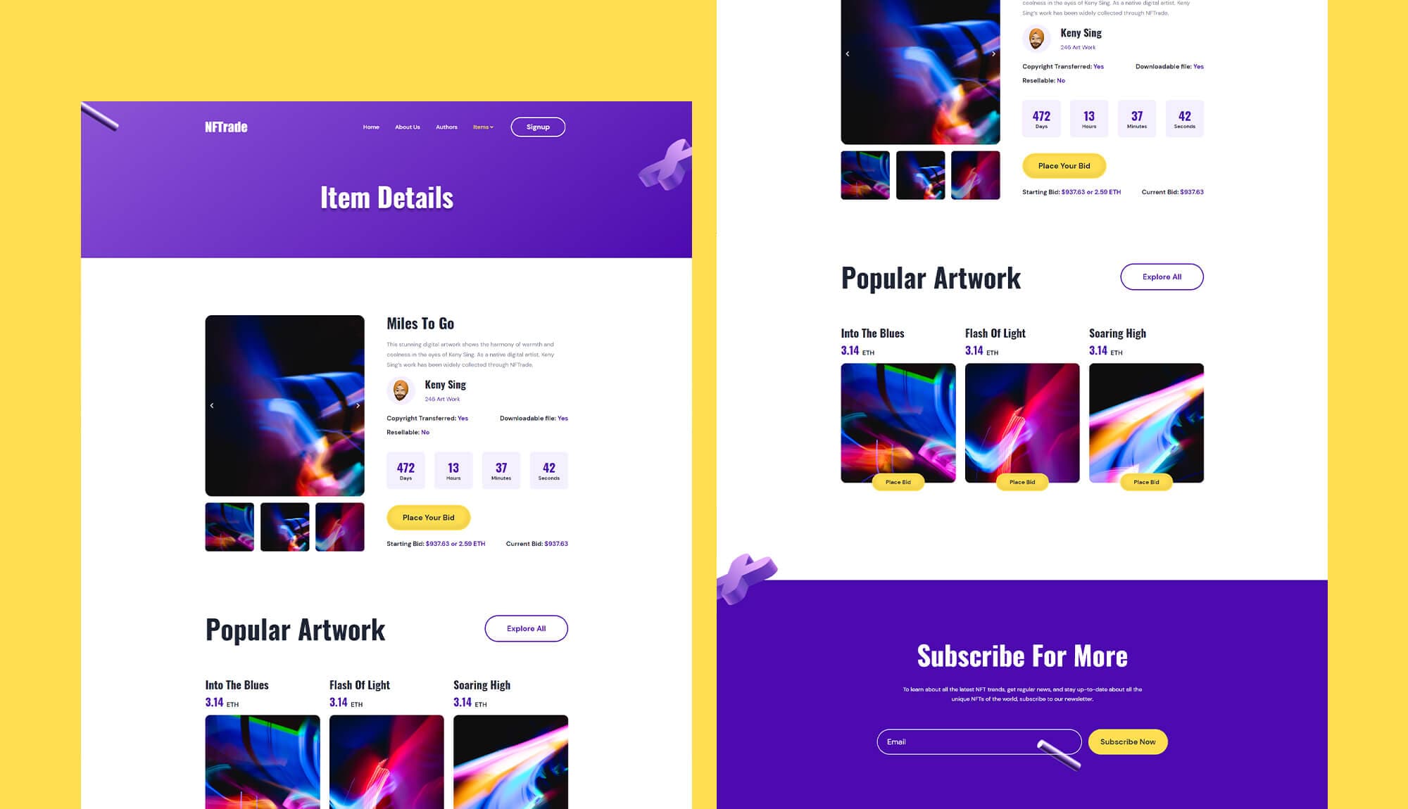 NFTrade Item Details Page By Templately
