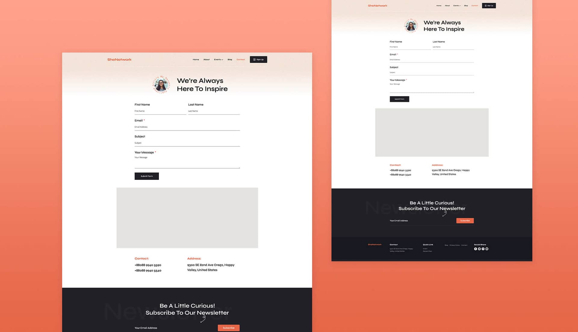 SheNetwork Contact Page For Gutenberg By Templately