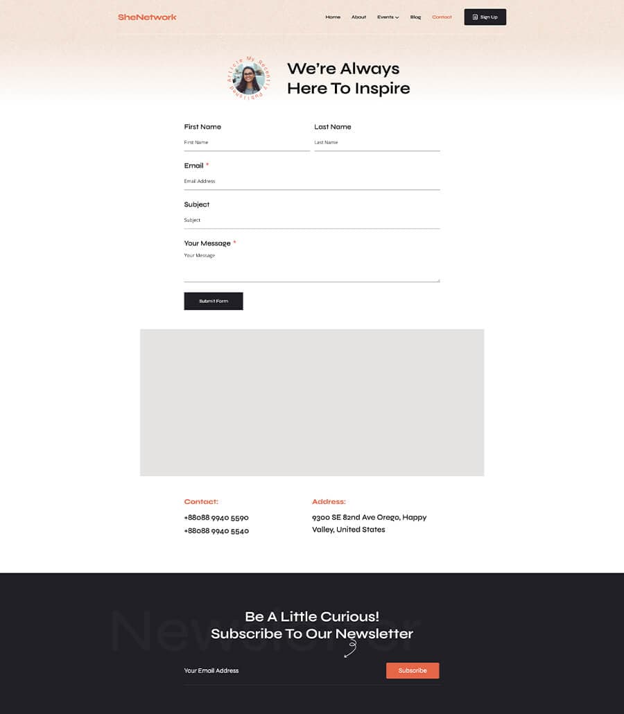 SheNetwork Contact Page For Gutenberg thumbnail