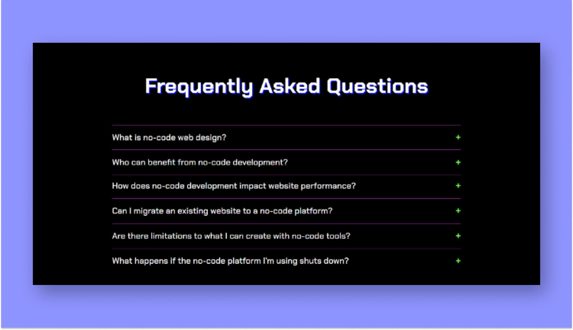 NooCodeHub FAQ section For Gutenberg Banner