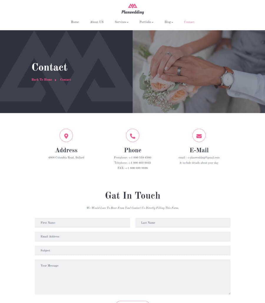 Planwedding Contact Page thumbnail