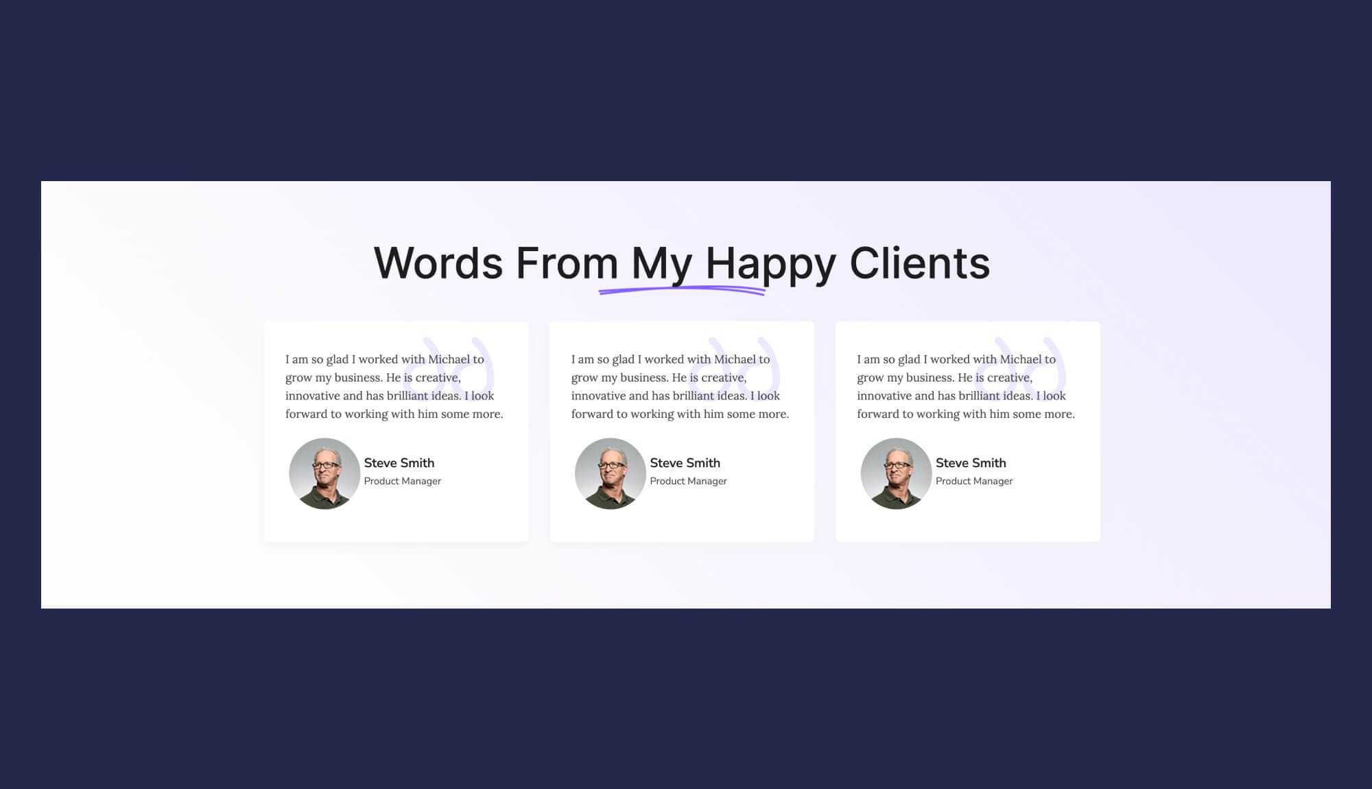 John Doe Testimonial Section For Gutenberg Banner