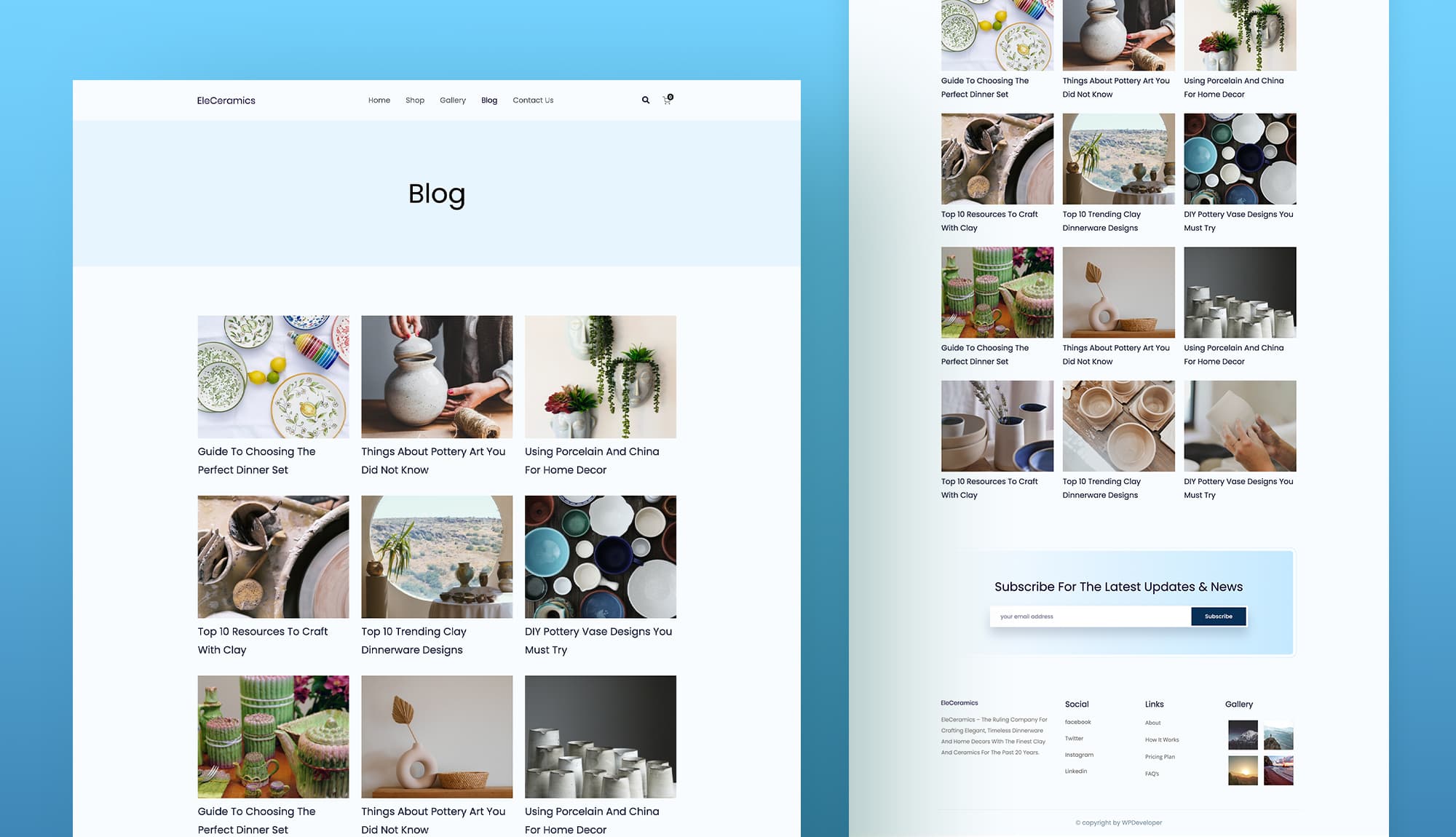 EleCeramics Blog Page For Gutenberg By Templately