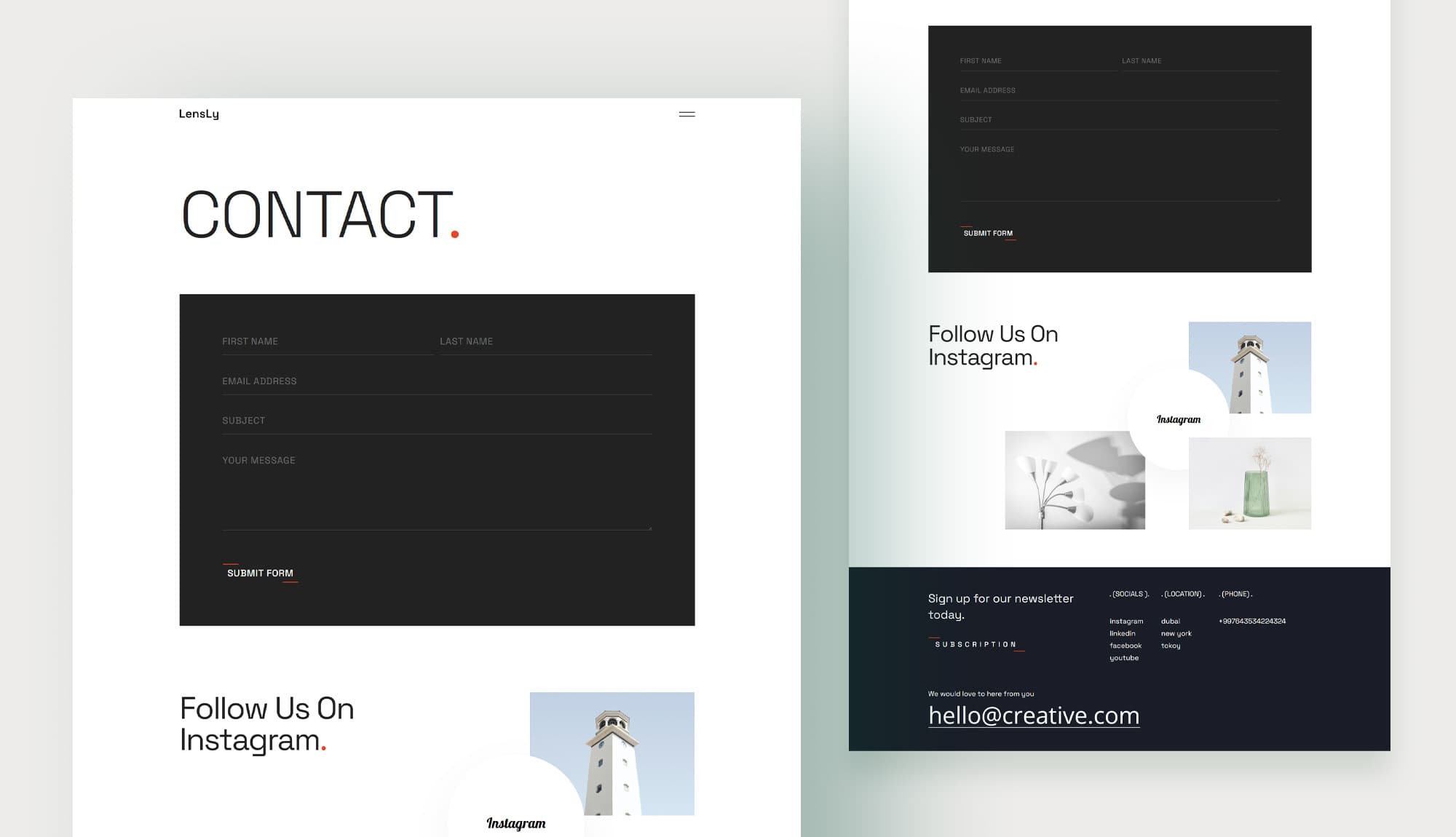 LensLy Contact Page For Gutenberg Banner