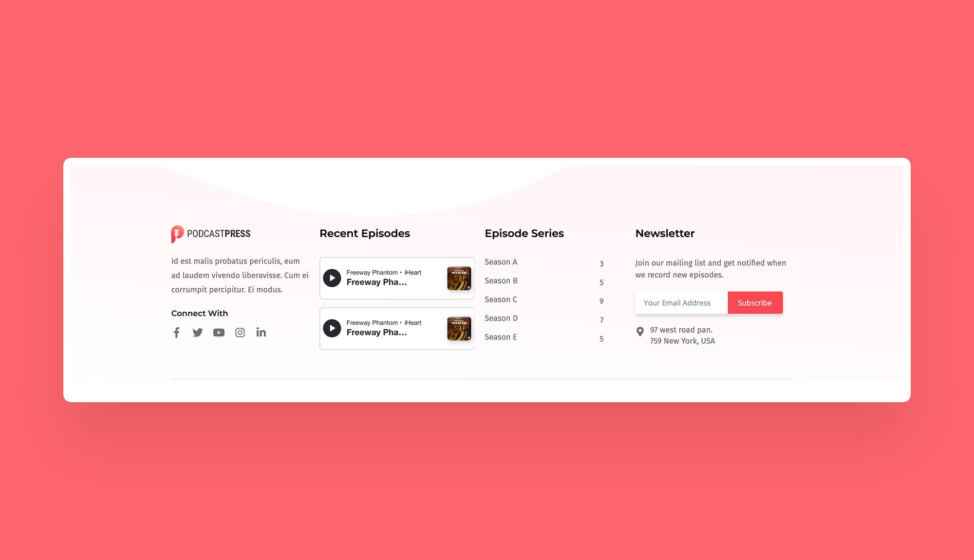 PodcastPress Footer Section For Gutenberg Banner