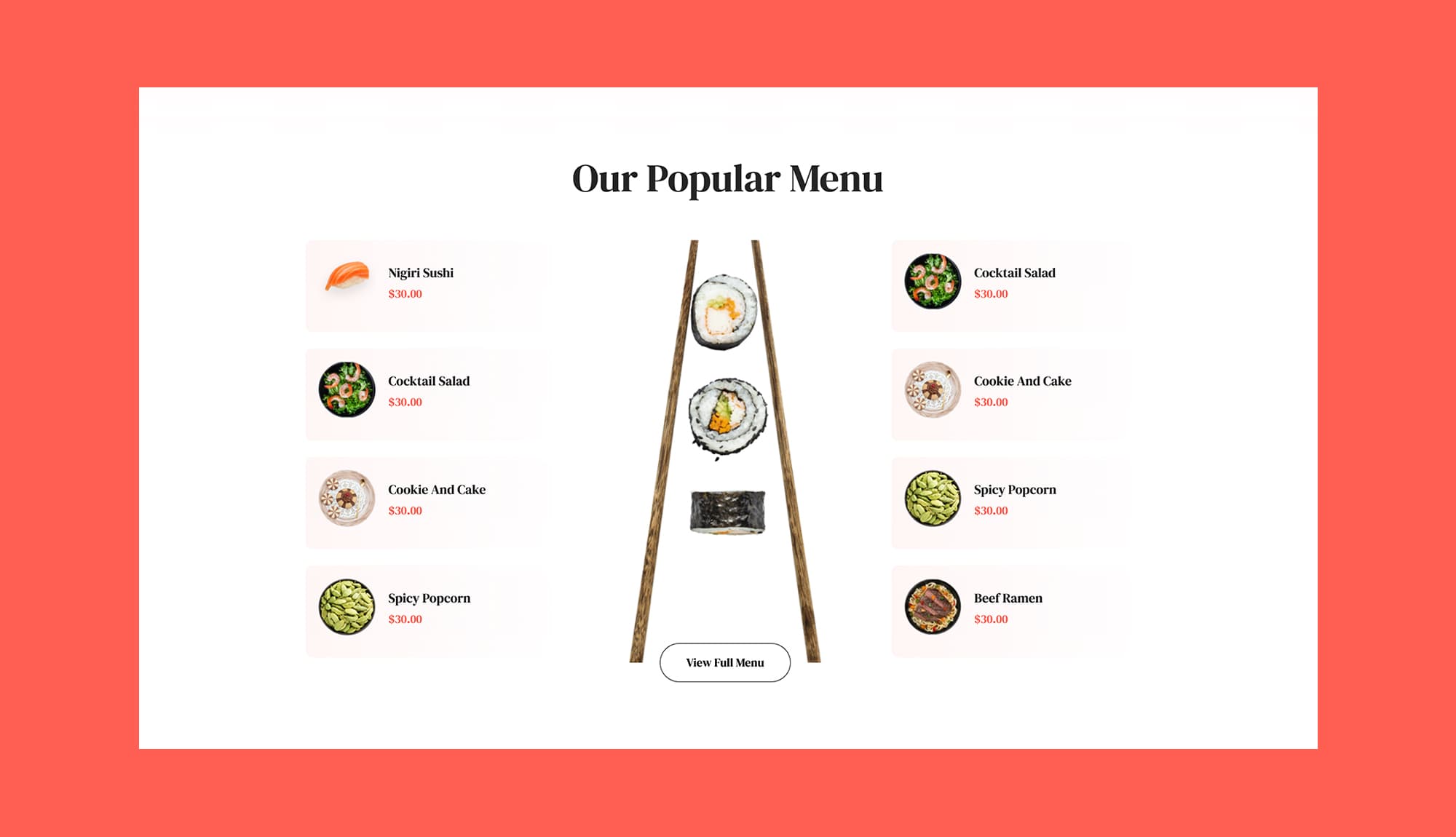 Mochi And Meals Popular Menu Section Banner