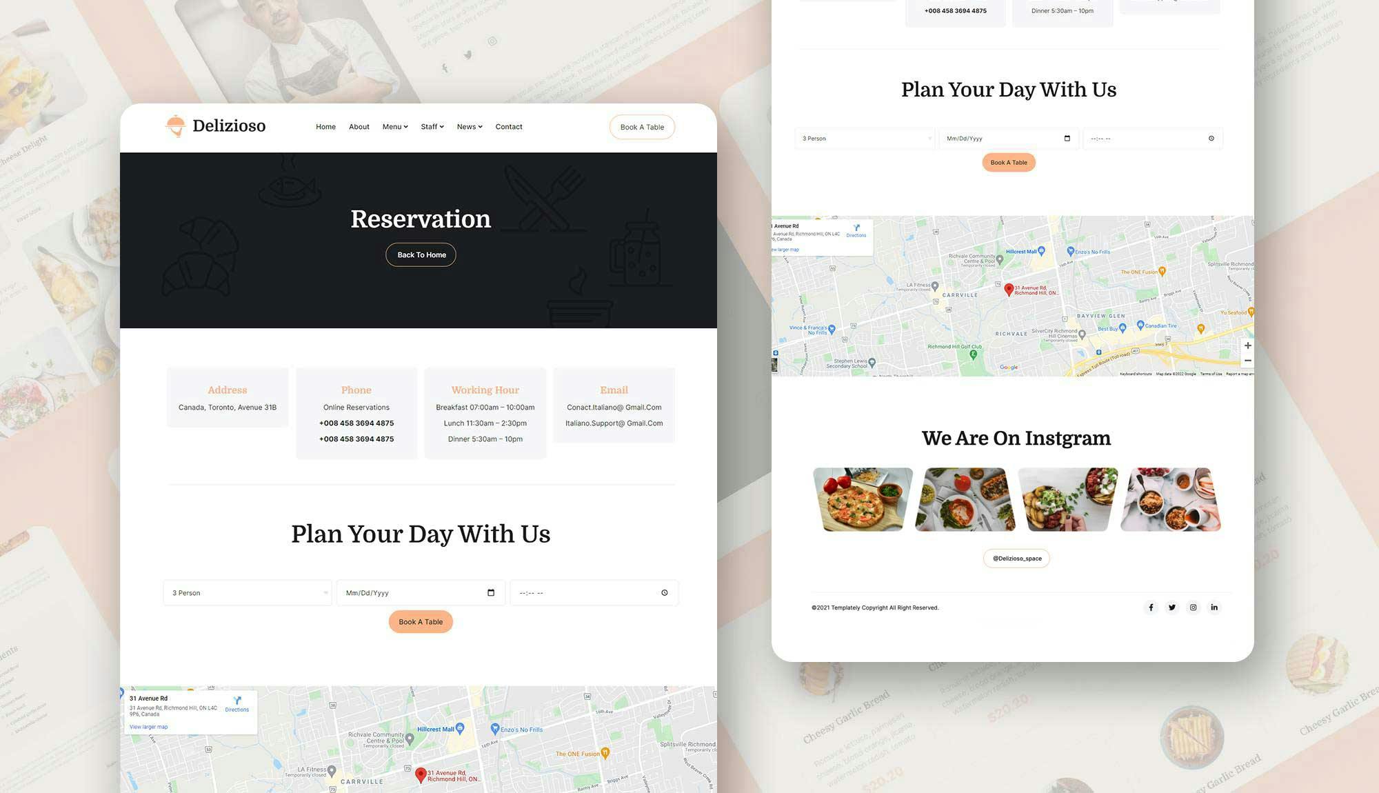 Delizioso Reservation Page Banner