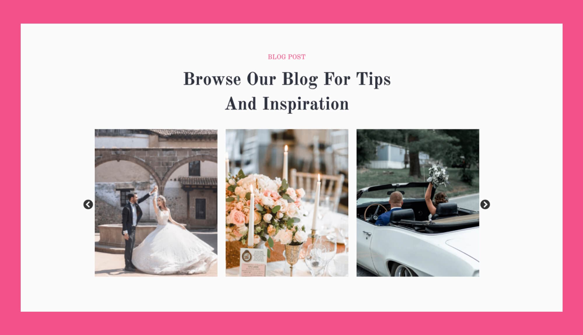 Planwedding Blog Carousel Section For Gutenberg Banner