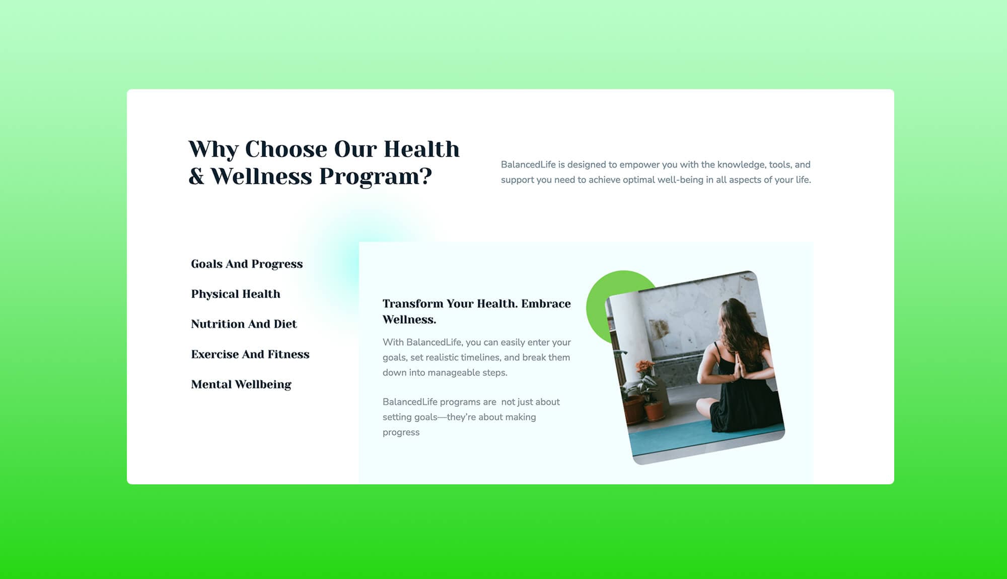 BalancedLife Why Choose Our Program Section By Templately