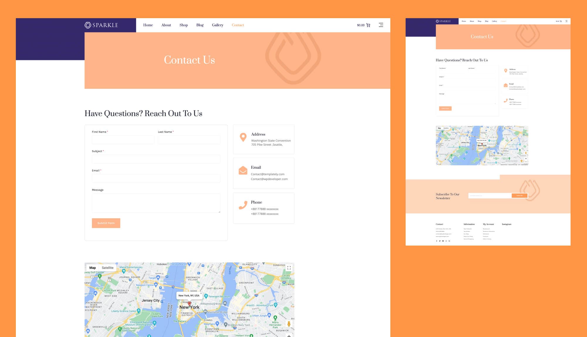 Sparkle Contact Page For Gutenberg Banner