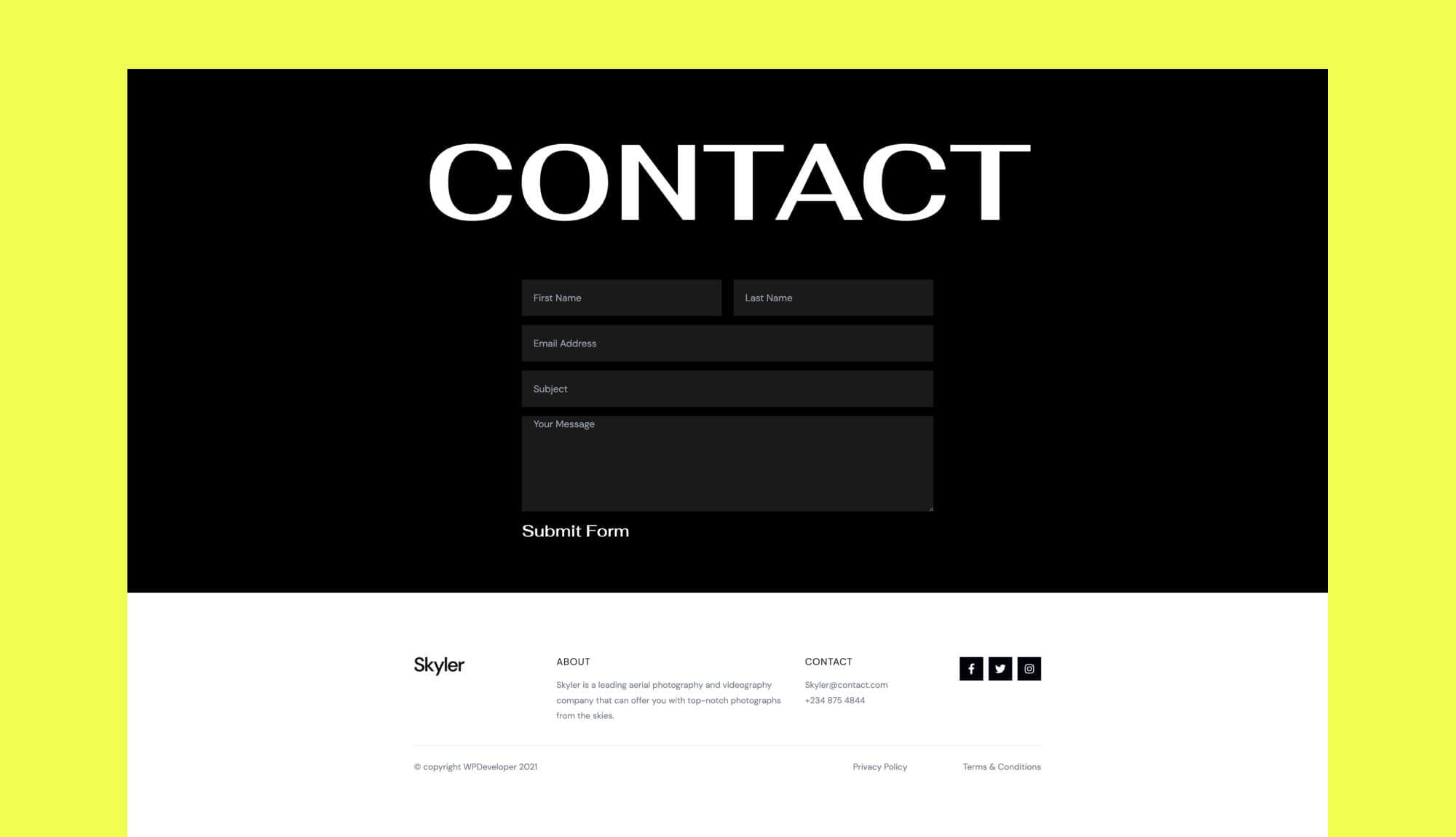 Skyler Contact Page For Gutenberg By Templately