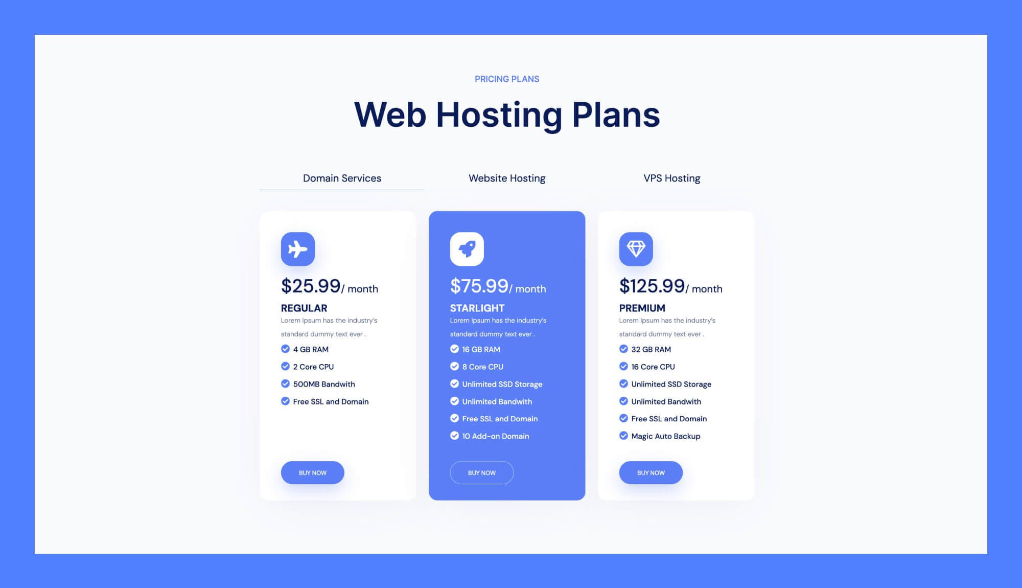 WPHost Pricing Plan Section For Gutenberg Banner