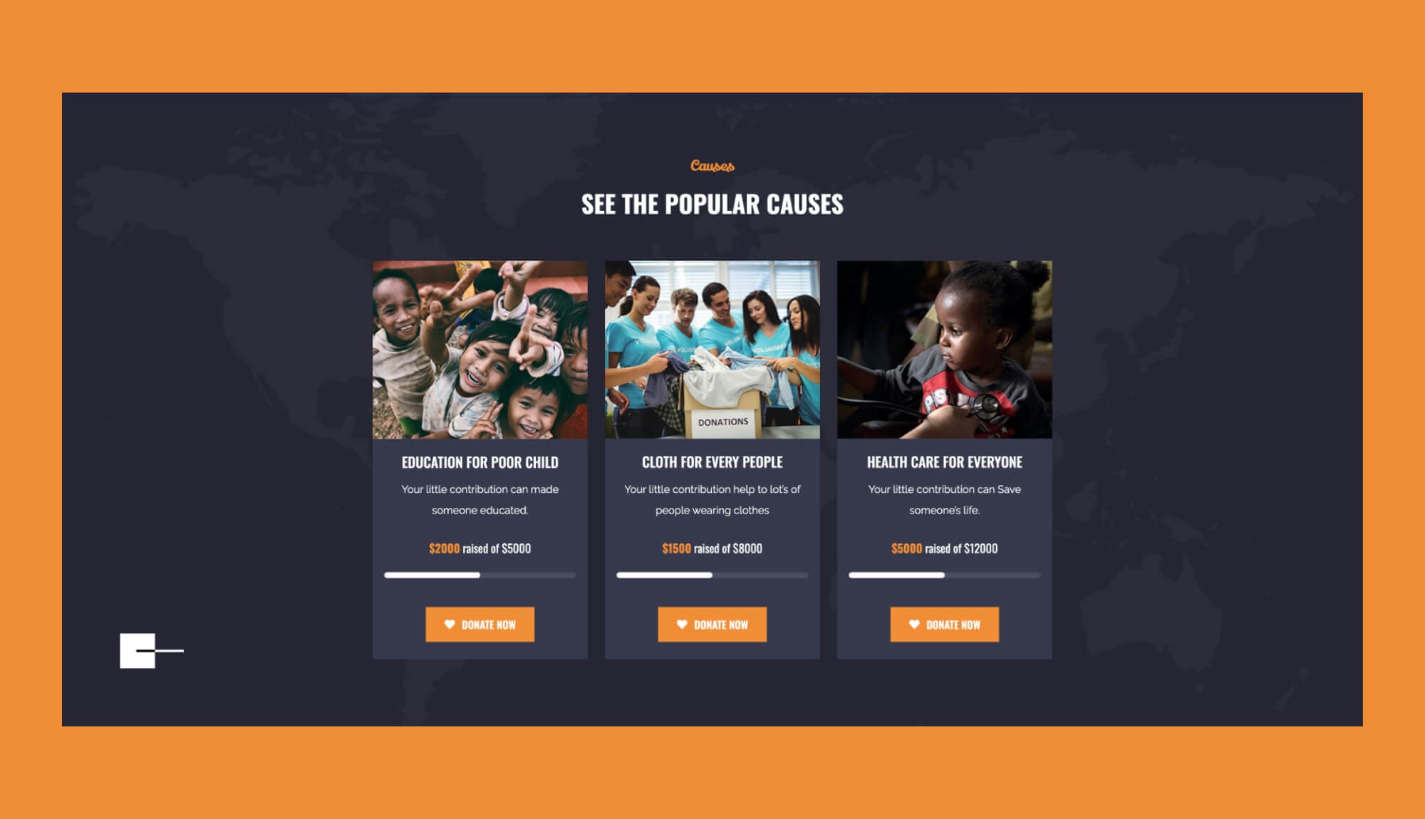 Hope Causes Section For Gutenberg Banner