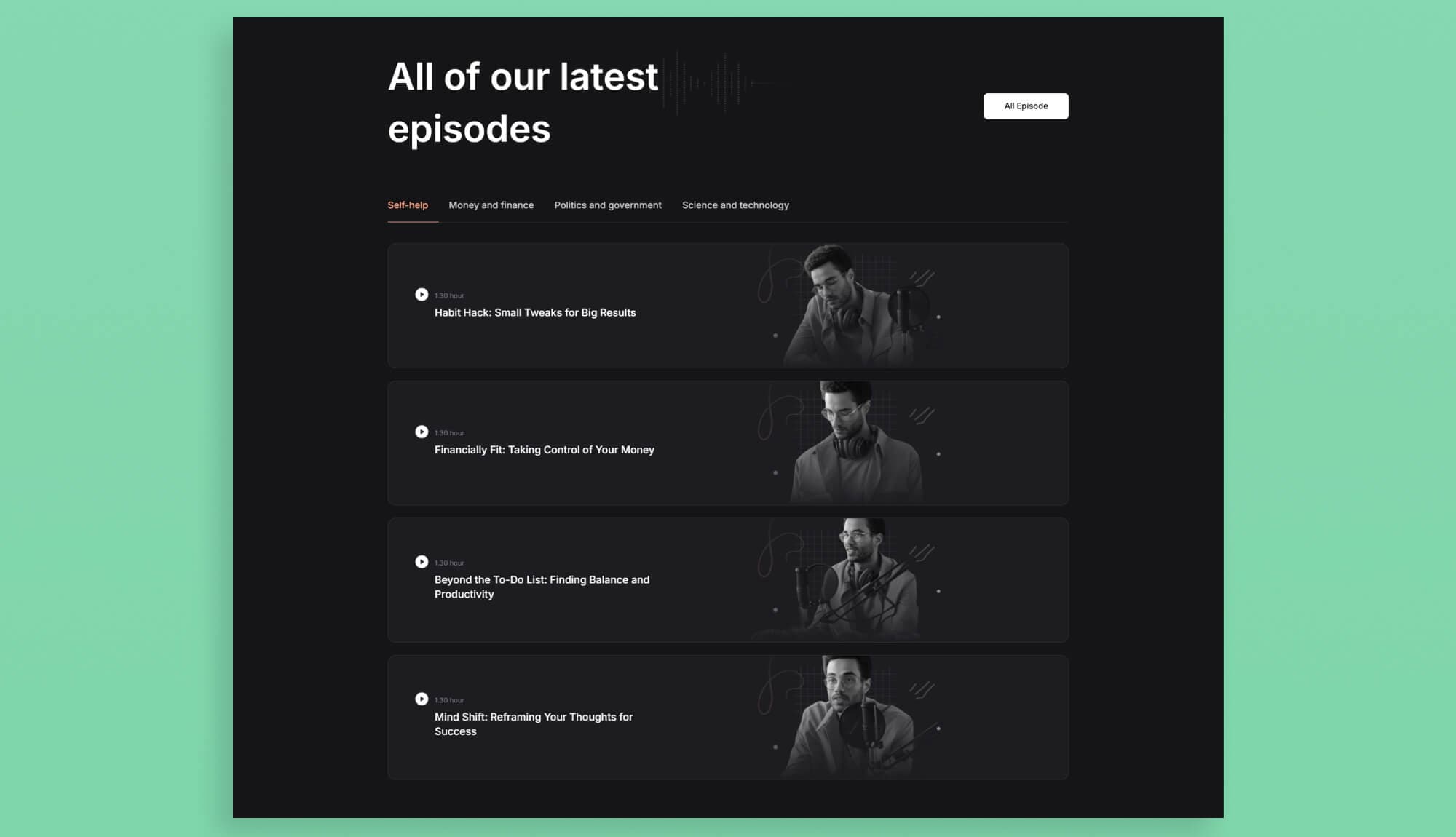 Memymic Latest Episodes Section For Gutenberg Banner