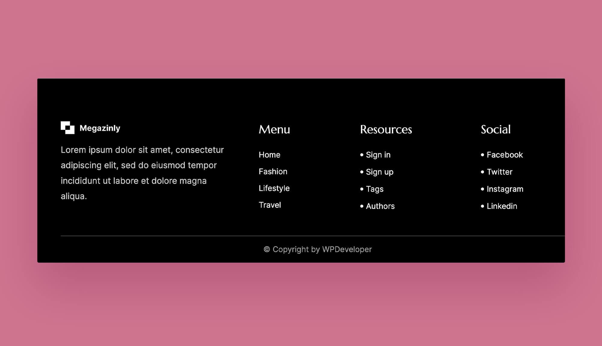 Magazinely Footer Section For Gutenberg Banner
