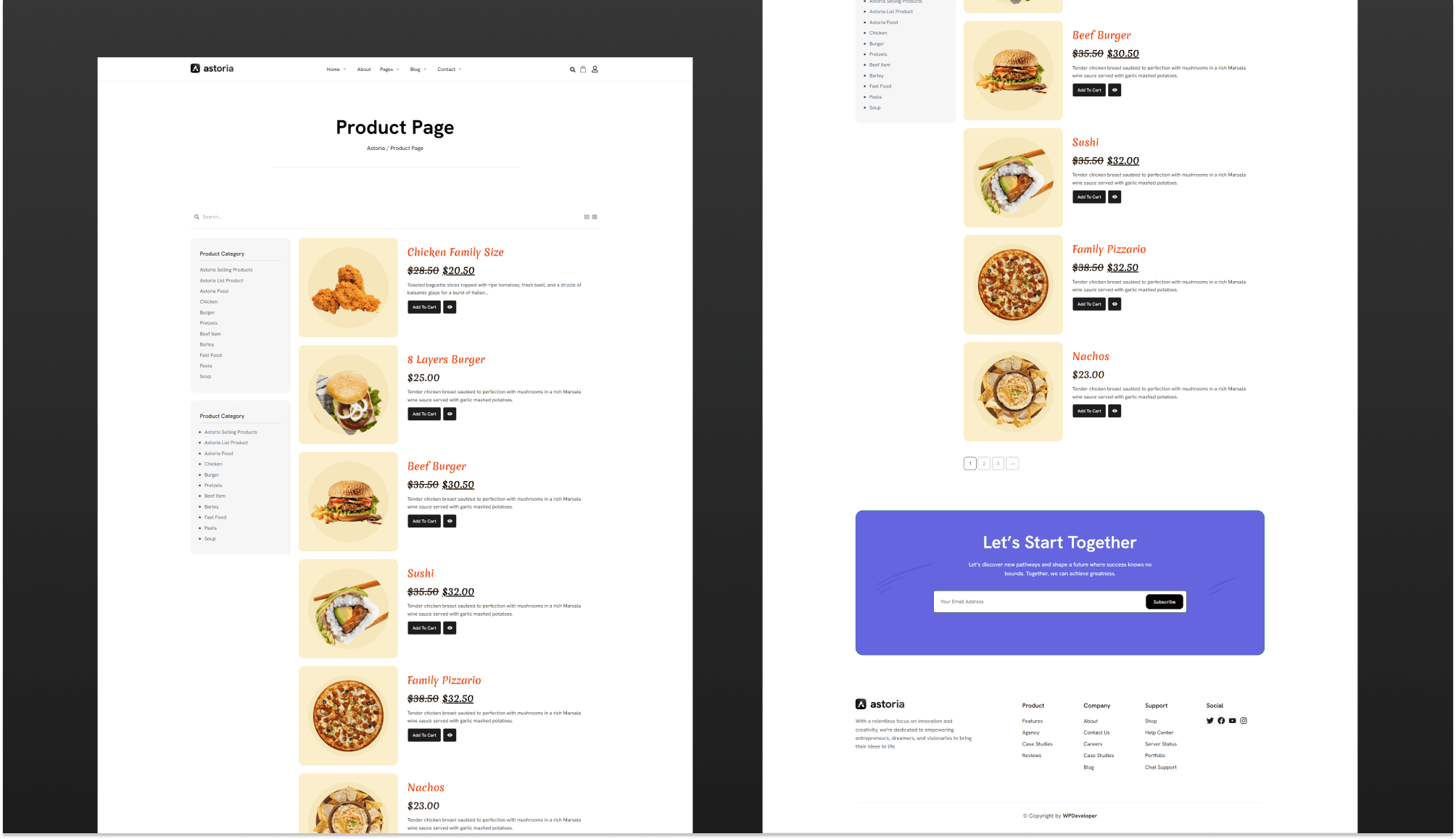 Astoria Restaurant Product List Page Banner