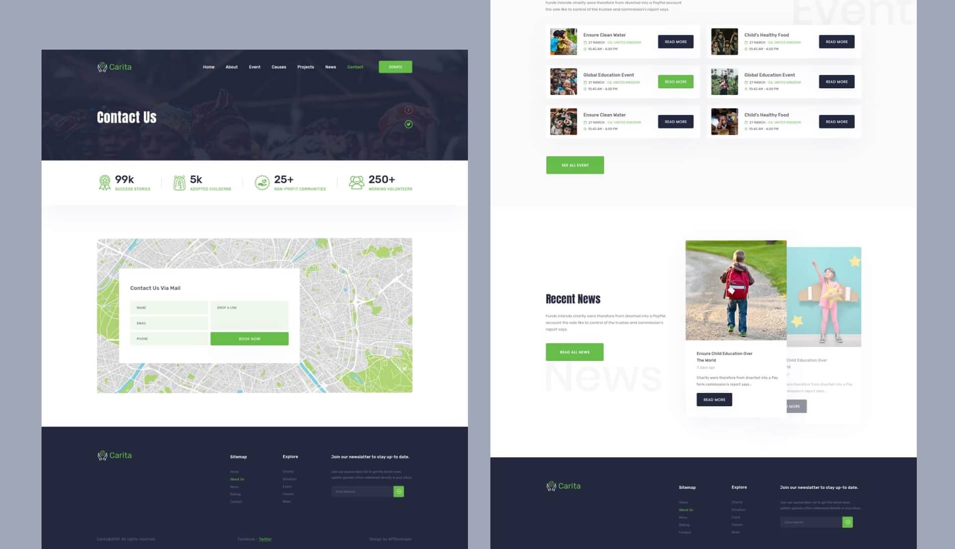 DoNation Charity Template Contact page By Templately