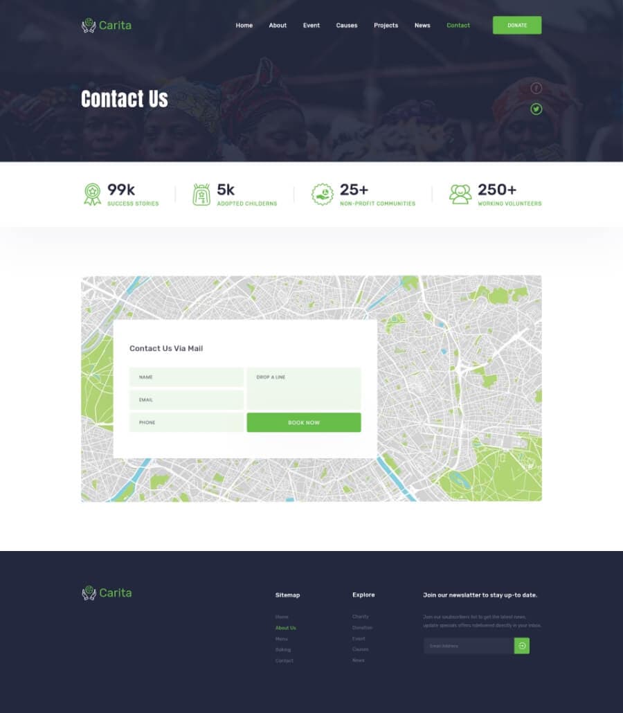 DoNation Charity Template Contact page thumbnail