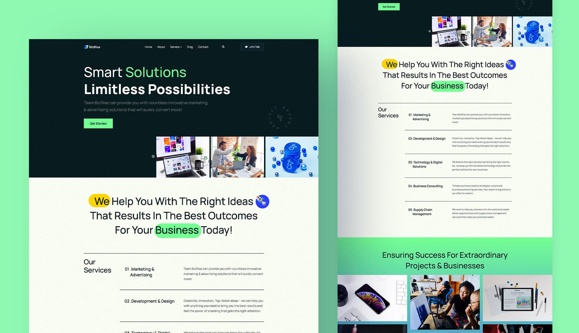 BizRise Home Page For Gutenberg By Templately