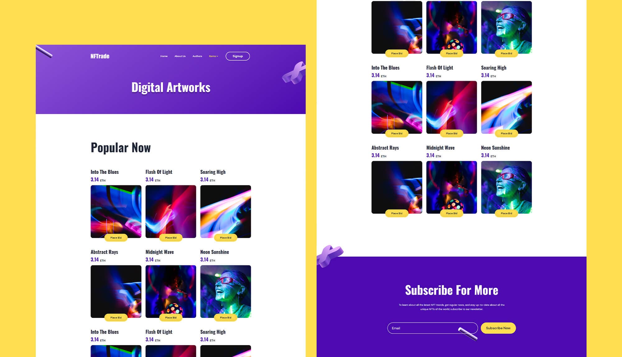 NFTrade Items Page By Templately